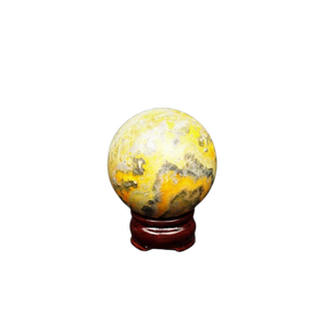 Bumblebee Jasper Sphere with wooden stand - 388 grams