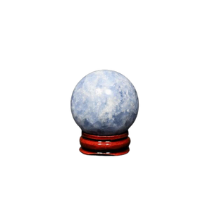 Blue Calcite Sphere with wooden stand - 97 grams