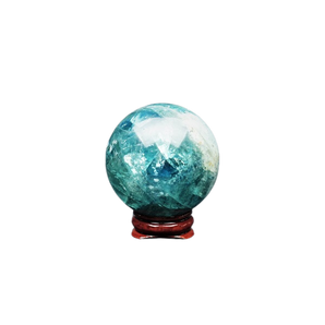 Fluorite Sphere with wooden stand - 247 grams