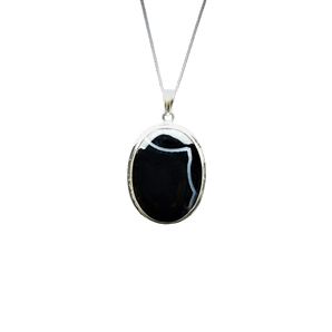 Black Onyx Pendant 925 Sterling Silver