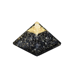 Black Tourmaline, Clear Quartz, Flower of Life Orgonite Pyramid - 211 grams