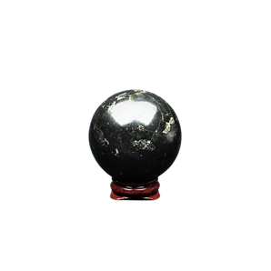 Black Tourmaline Sphere with wooden stand - 248 grams