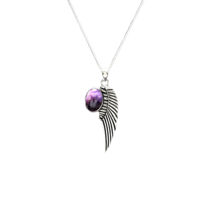 Charoite with Angel Wing Pendant 925 Sterling Silver