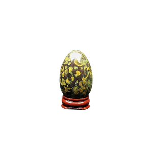 Calligraphy Jasper Egg with wooden stand - 90 grams