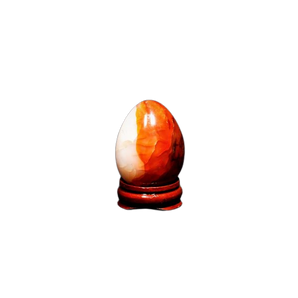 Carnelian Egg with wooden stand - 62 grams