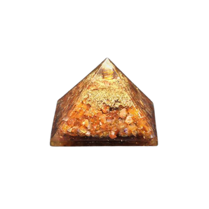 Carnelian, Clear Quartz, Copper, Flower of Life Orgonite Pyramid - 259 grams
