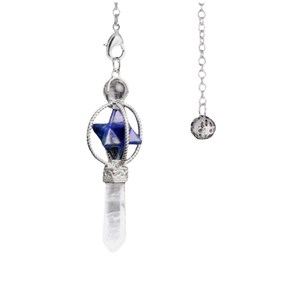Clear Quartz with a Lapis Lazuli Merkabah Pendulum