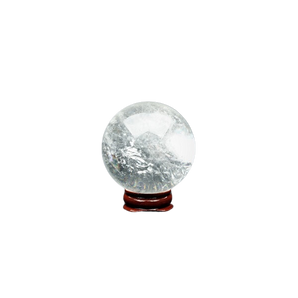 Clear Quartz Sphere with wooden stand - 234 grams