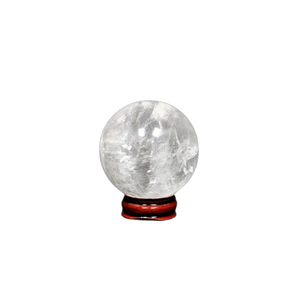 Clear Quartz Sphere with wooden stand - 213 grams