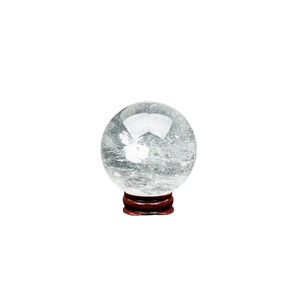 Clear Quartz Sphere with wooden stand - 234 grams