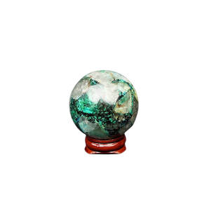 Chrysocolla Sphere with wooden stand - 156 grams