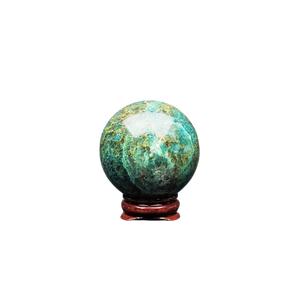 Chrysocolla Sphere with wooden stand - 166 grams