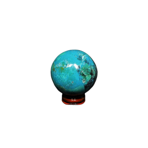 Chrysocolla Sphere with wooden stand - 277 grams