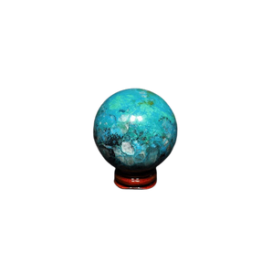 Chrysocolla Sphere with wooden stand - 277 grams