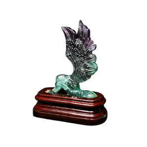 Fluorite Angel on wooden stand - 328 grams