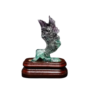 Fluorite Angel on wooden stand - 328 grams