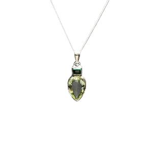 Green Amethyst, Malachite Pendant 925 sterling silver