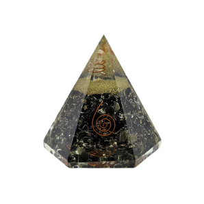Golden Sheen Obsidian, Clear Quartz, Copper Orgonite Hexagonal Pyramid