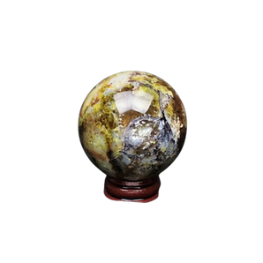 Green Opal Sphere with wooden stand - 202 grams