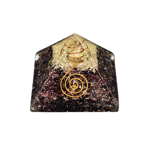 Garnet, Clear Quartz, Copper Orgonite Pyramid - 121 grams