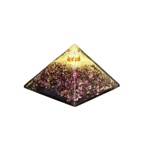 Garnet, Clear Quartz, Copper, Tree of Life Orgonite Pyramid - 257 grams