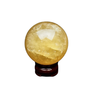 Honey Gold Calcite Sphere with wooden stand - 487 grams