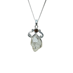 Herkimer Diamond with Smoky Quartz Pendant 925 Sterling Silver