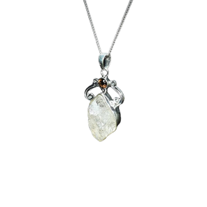 Herkimer Diamond with Smoky Quartz Pendant 925 Sterling Silver