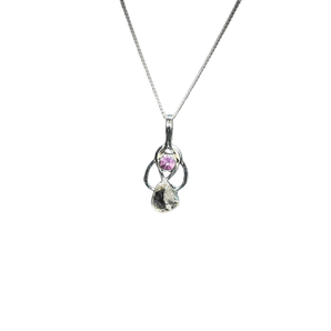 Herkimer Diamond, Amethyst Pendant 925 Sterling Silver