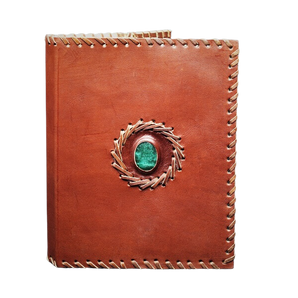 Leather Hardcover Green Aventurine Stone Journal