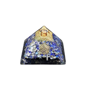 Lapis Lazuli, Clear Quartz, Flower of Life Orgonite Pyramid - 232 grams