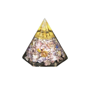 Lepidolite, Clear Quartz, Copper Orgonite Hexagonal Pyramid - 401 grams