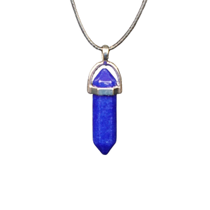 Lapis Lazuli Double Terminated Pendant with Black Cord