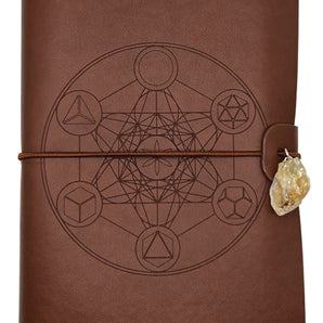 Leather Journal Metatron’s Cube with Citrine