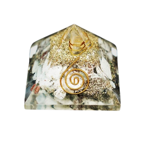 Larimar, Clear Quartz, Copper Orgonite Pyramid