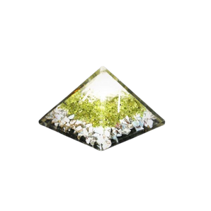 Larimar, Peridot, Selenite, Copper Orgonite Crystal Pyramid - 224 grams