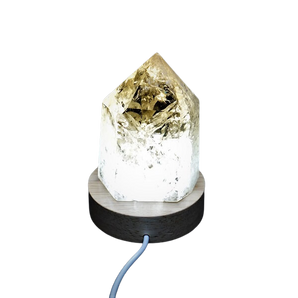 Wooden Base, USB LED White Light Stand for Crystal