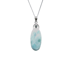 Larimar with Blue Topaz Pendant 925 Sterling Silver