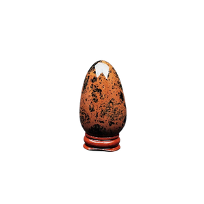 Mahogany Obsidian Egg with wooden stand - 113 grams