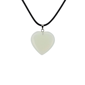 Opalite Heart Pendant with black cord
