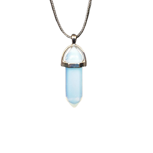 Opalite Double Terminated Pendant (man-made) with Black Cord