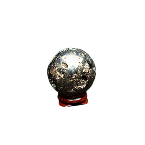 Pyrite Sphere with wooden stand - 191 grams