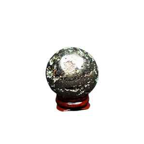 Pyrite Sphere with wooden stand - 223 grams