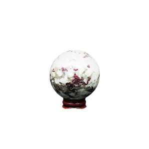 Pink Tourmaline Sphere with wooden stand - 325 grams