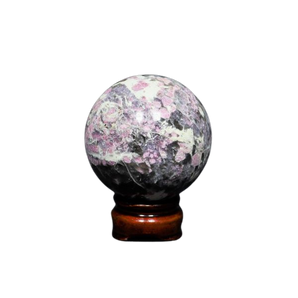 Pink Tourmaline Sphere with wooden stand - 504 grams