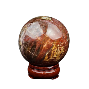 Petrified Wood Jasper Sphere with wooden stand - 757 grams