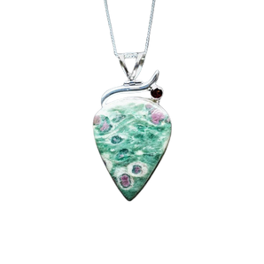 Ruby in Fuchsite with Garnet Pendant 925 Sterling Silver