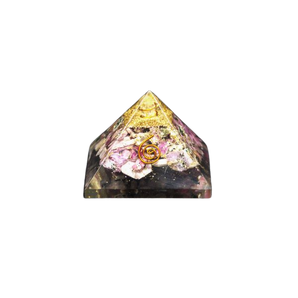 Rhodochrosite, Rhodonite, Clear Quartz, Copper Orgonite Pyramid - 161 grams