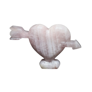 Rose Quartz Hand Carved Heart Arrow - 375 grams