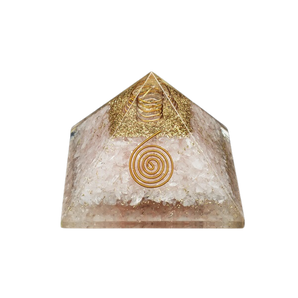 Rose Quartz, Clear Quartz, Copper Orgonite Pyramid